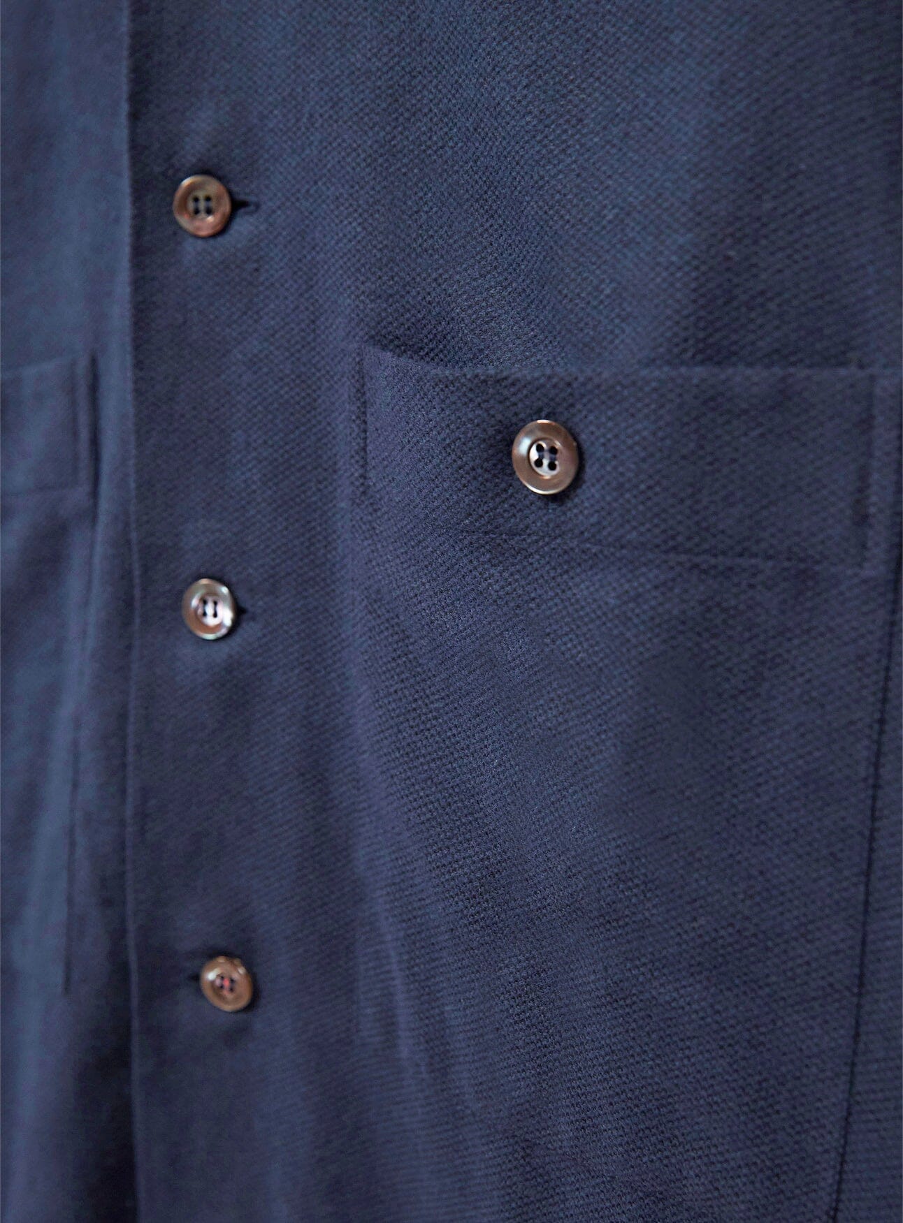 Recycled Italian Navy Flannel Double Pocket Shirt - Image 3