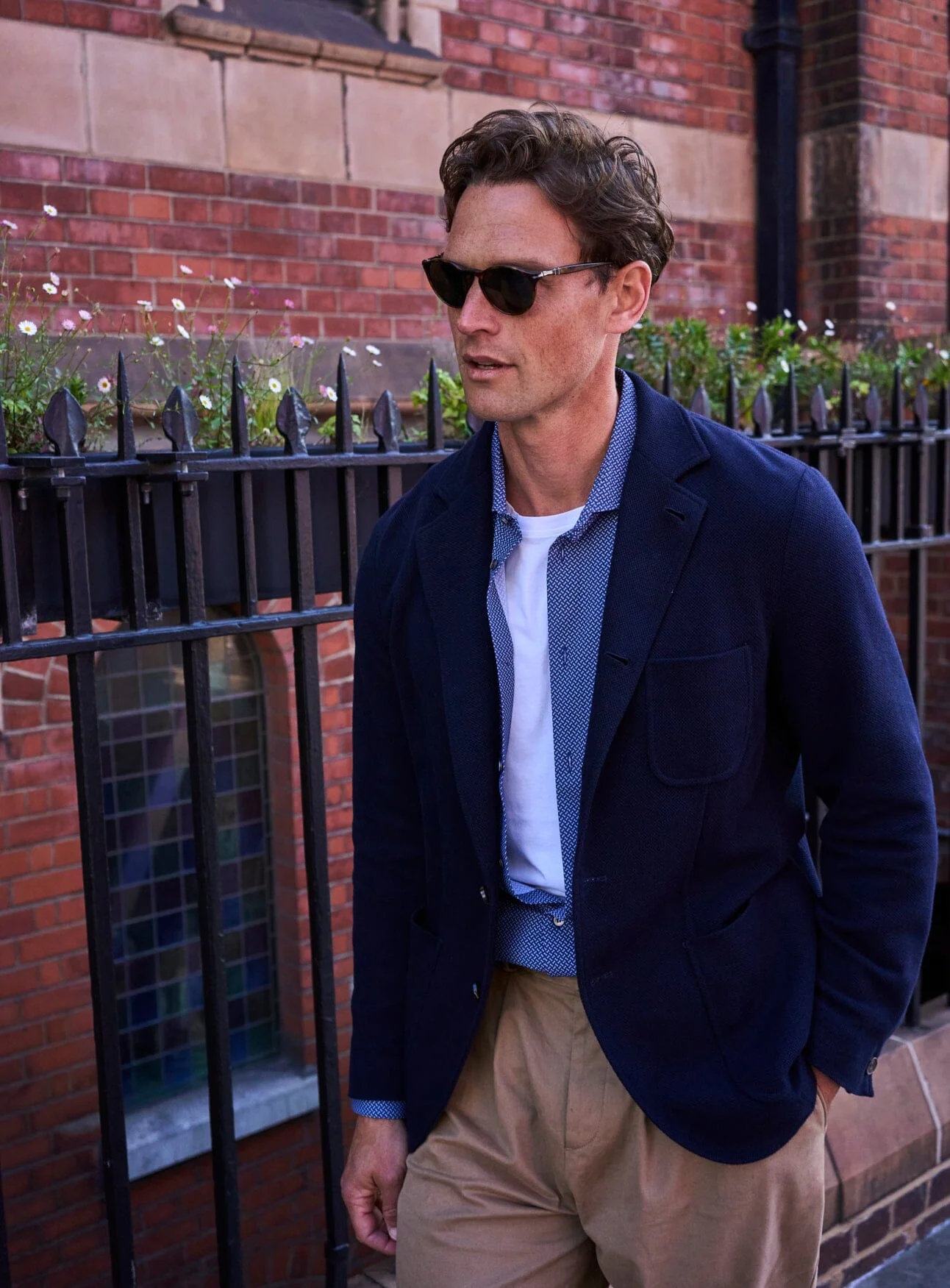 Recycled Italian Navy Como Print Comfort Shirt - Image 8