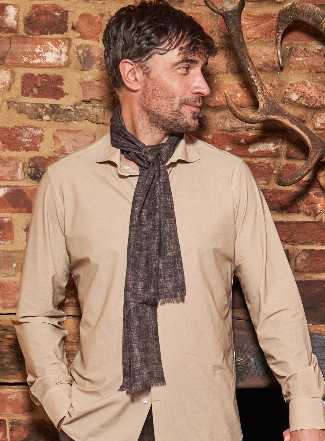Recycled Italian Oatmeal Cut Away Comfort Shirt - Image 7