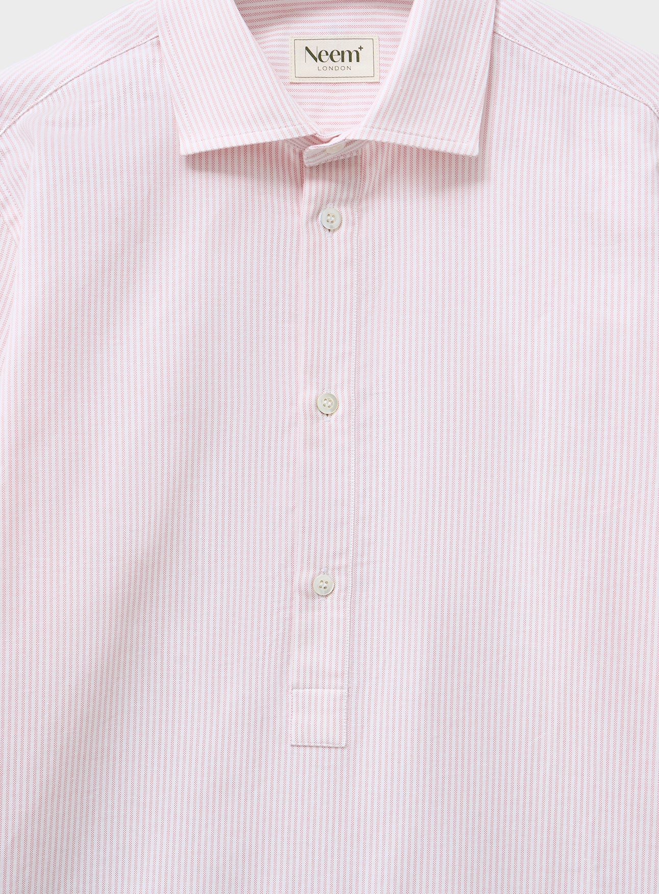 Recycled Italian Oxford Pink New Cut Away Popover Shirt - Image 3