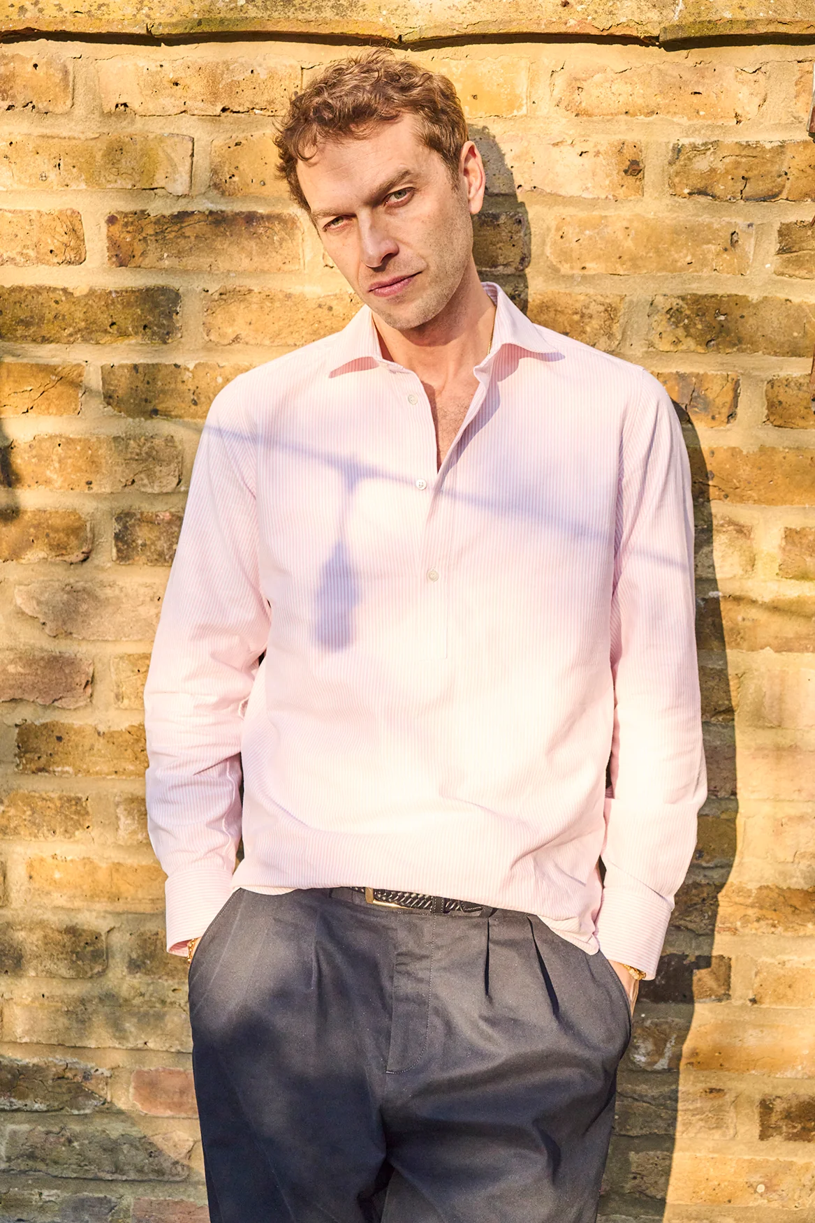 Recycled Italian Oxford Pink New Cut Away Popover Shirt - Image 4