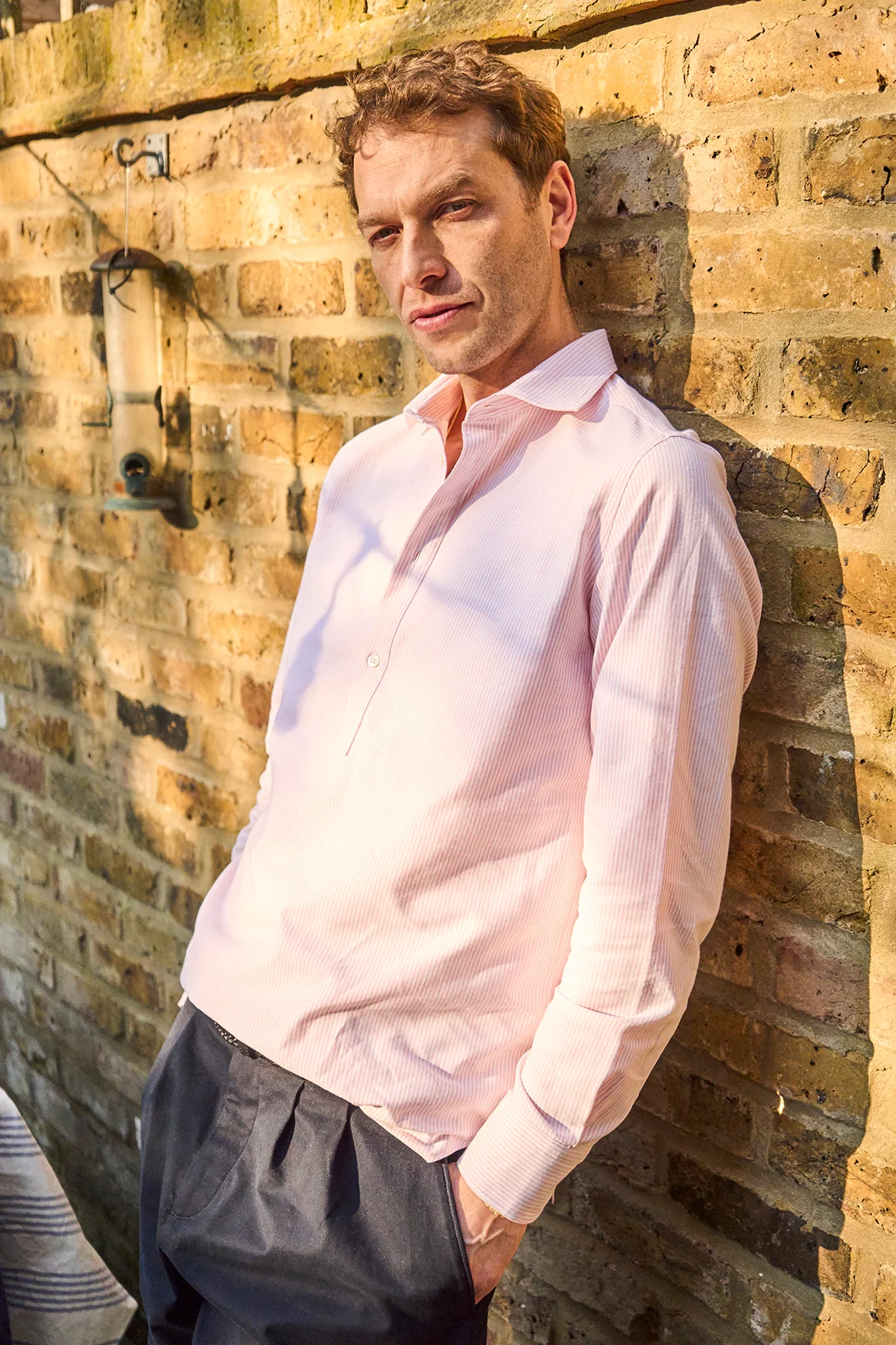 Recycled Italian Oxford Pink New Cut Away Popover Shirt - Image 6