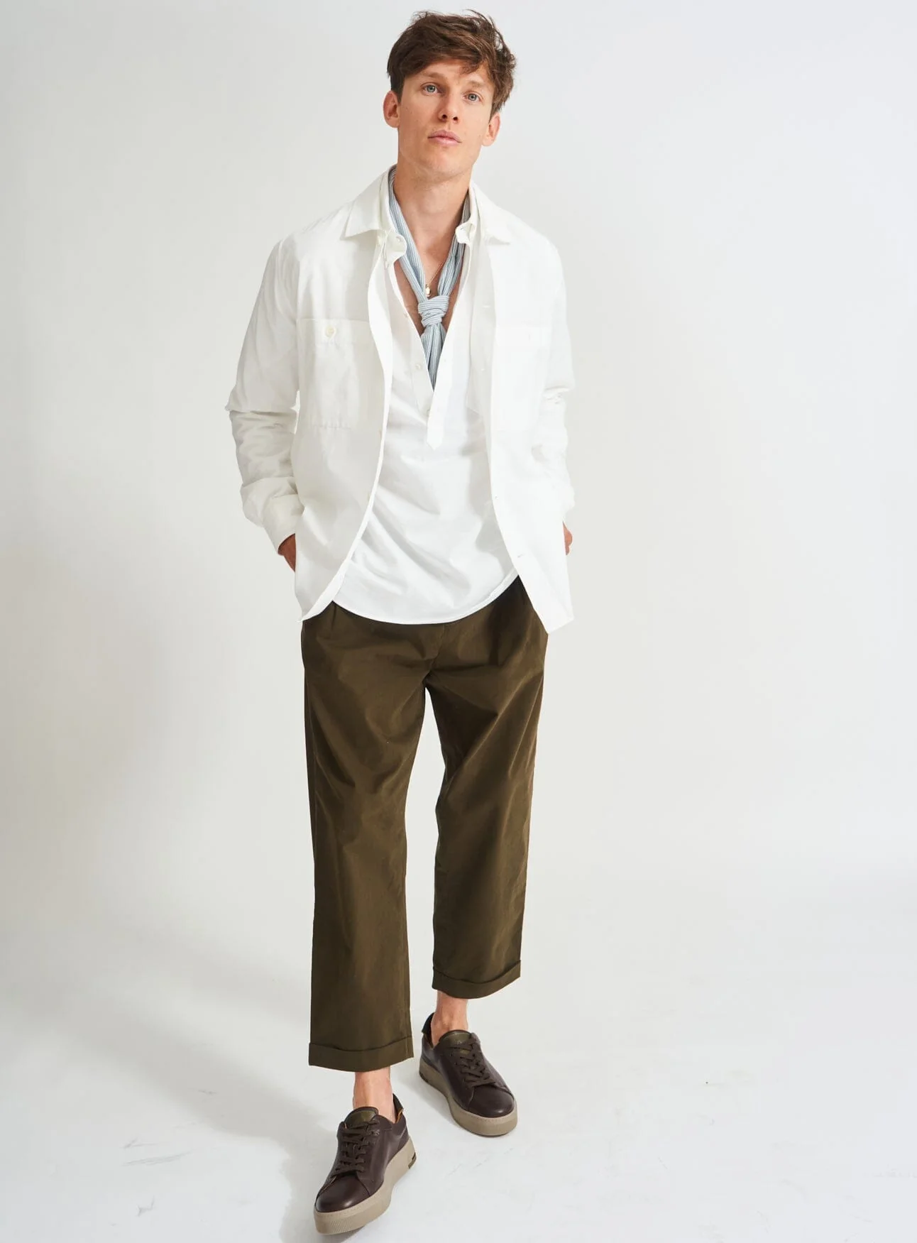 Recycled Italian White Double Pocket Shirt - Image 8