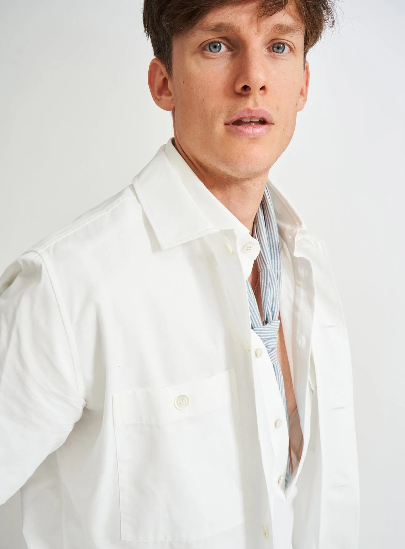 Recycled Italian White Double Pocket Shirt - Image 9