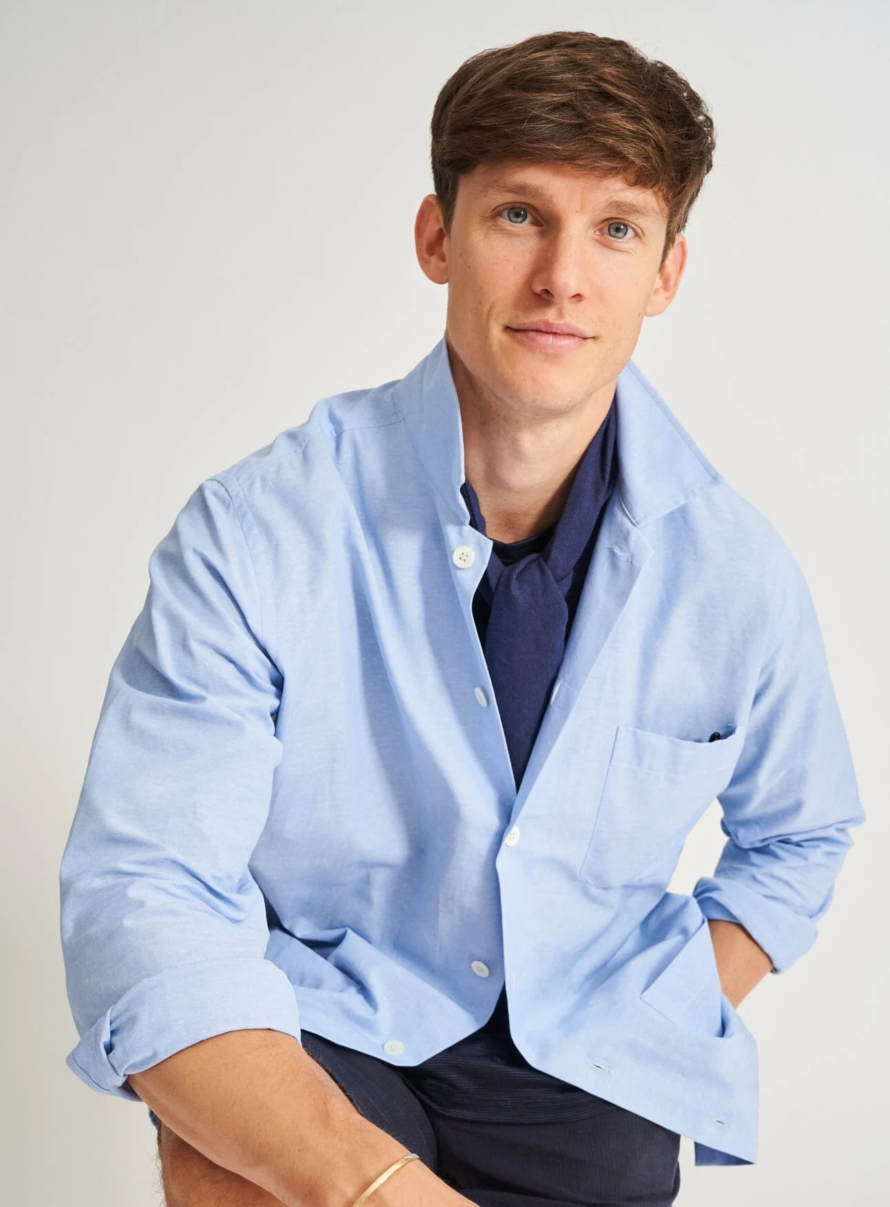 Recycled Italian Sky Slub Shirt Jacket - Image 7