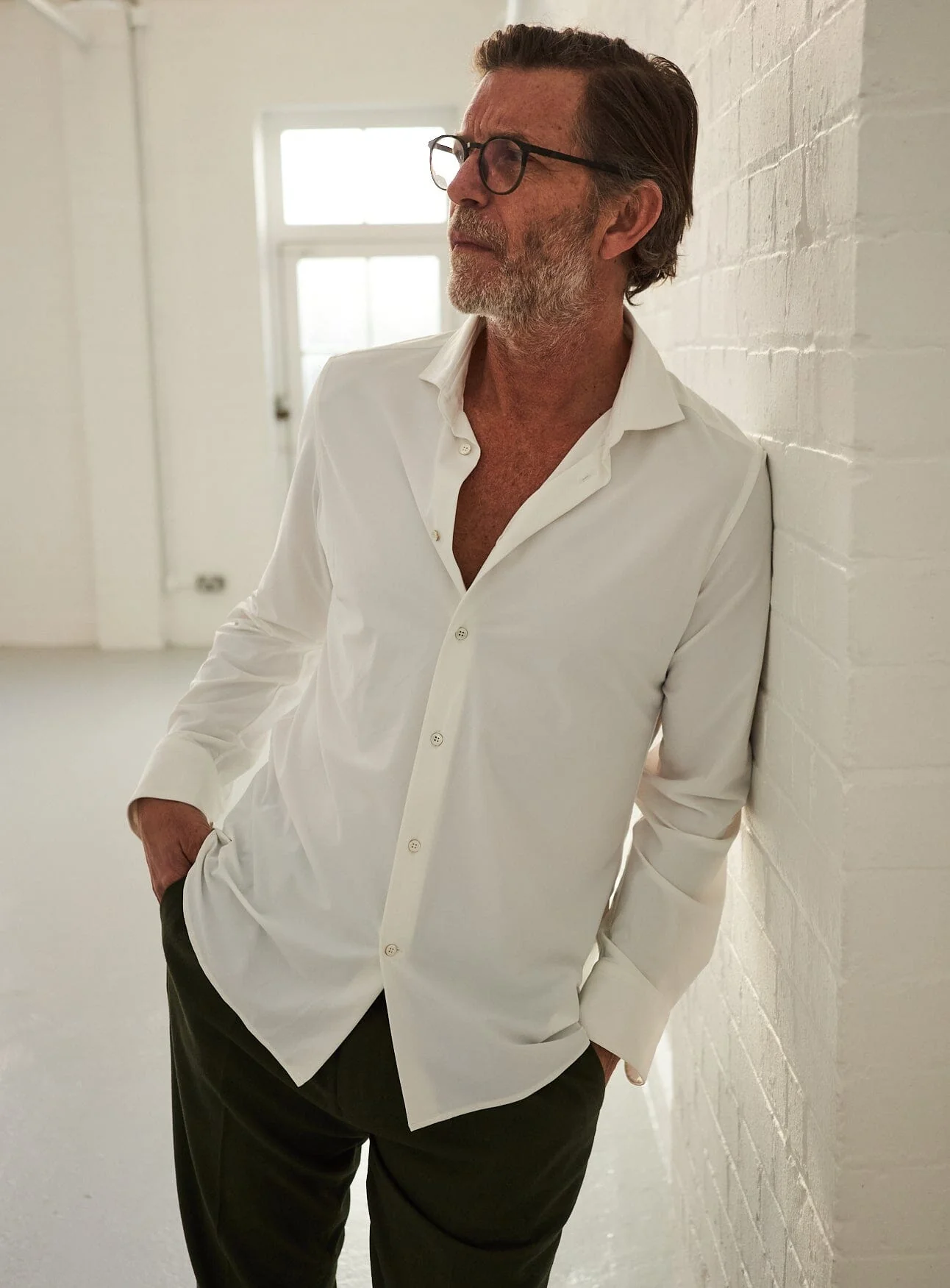 Recycled Italian White Cut Away Comfort Shirt - Image 7