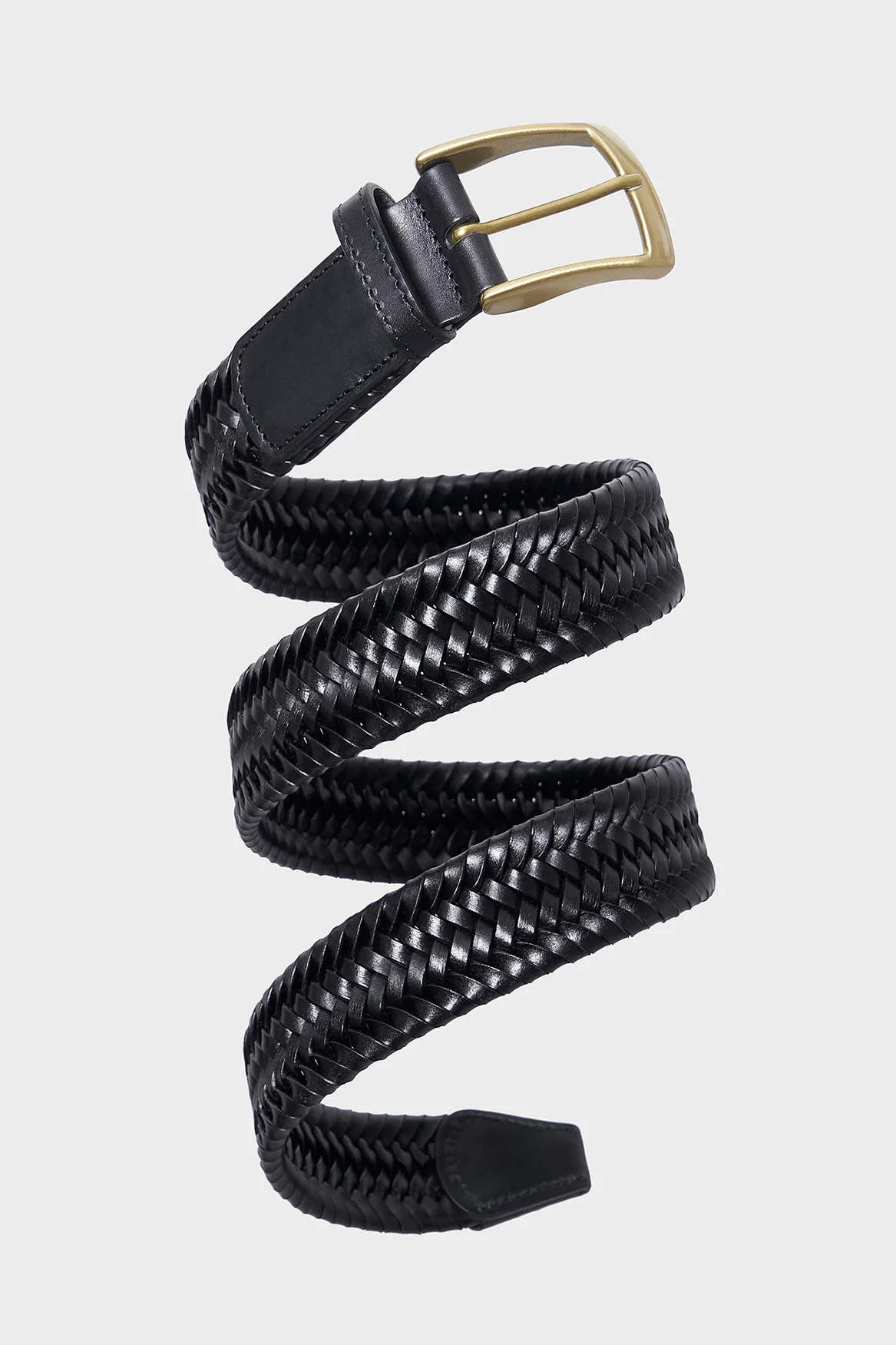 Recycled Leather Black Braided Belt - Image 2