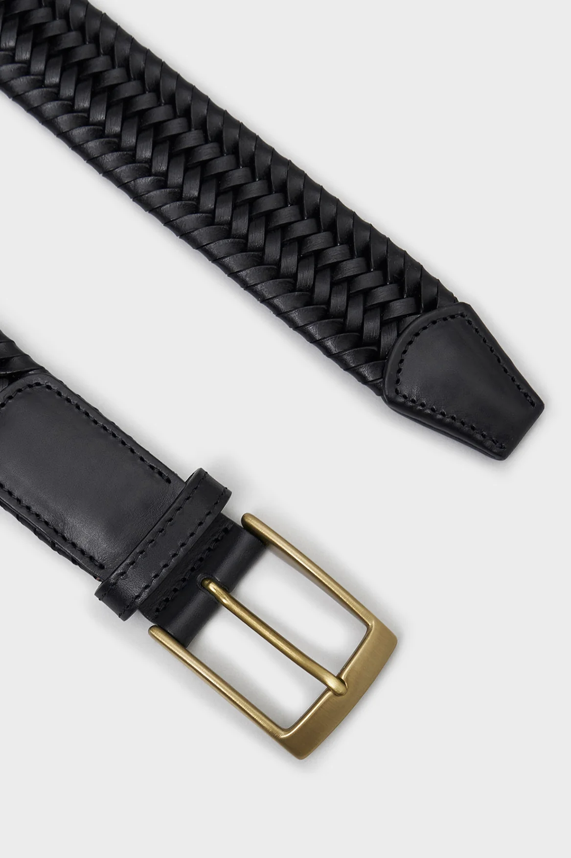 Recycled Leather Black Braided Belt - Image 3