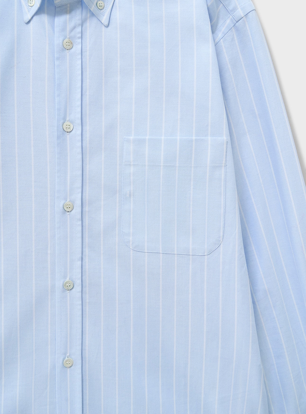 Recycled Pinpoint Oxford Cotton Sky Stripe Button Down Shirt - Image 3