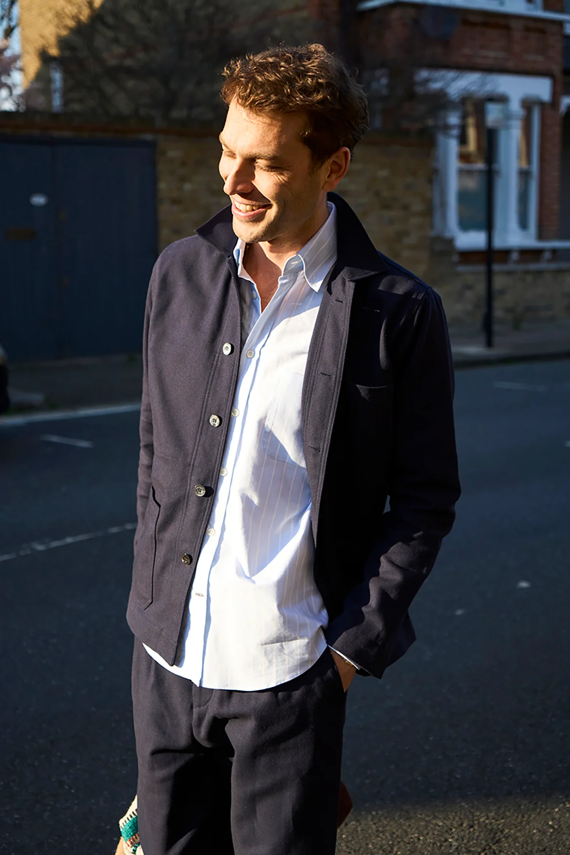 Recycled Pinpoint Oxford Cotton Sky Stripe Button Down Shirt - Image 4
