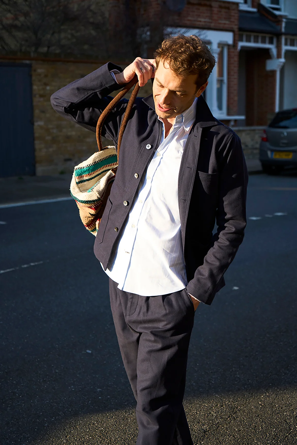 Recycled Pinpoint Oxford Cotton Sky Stripe Button Down Shirt - Image 6