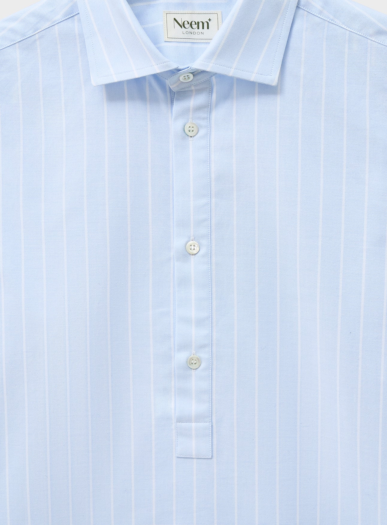 Recycled Oxford Cloth Cotton Sky New Cut Away Popover Shirt - Image 3