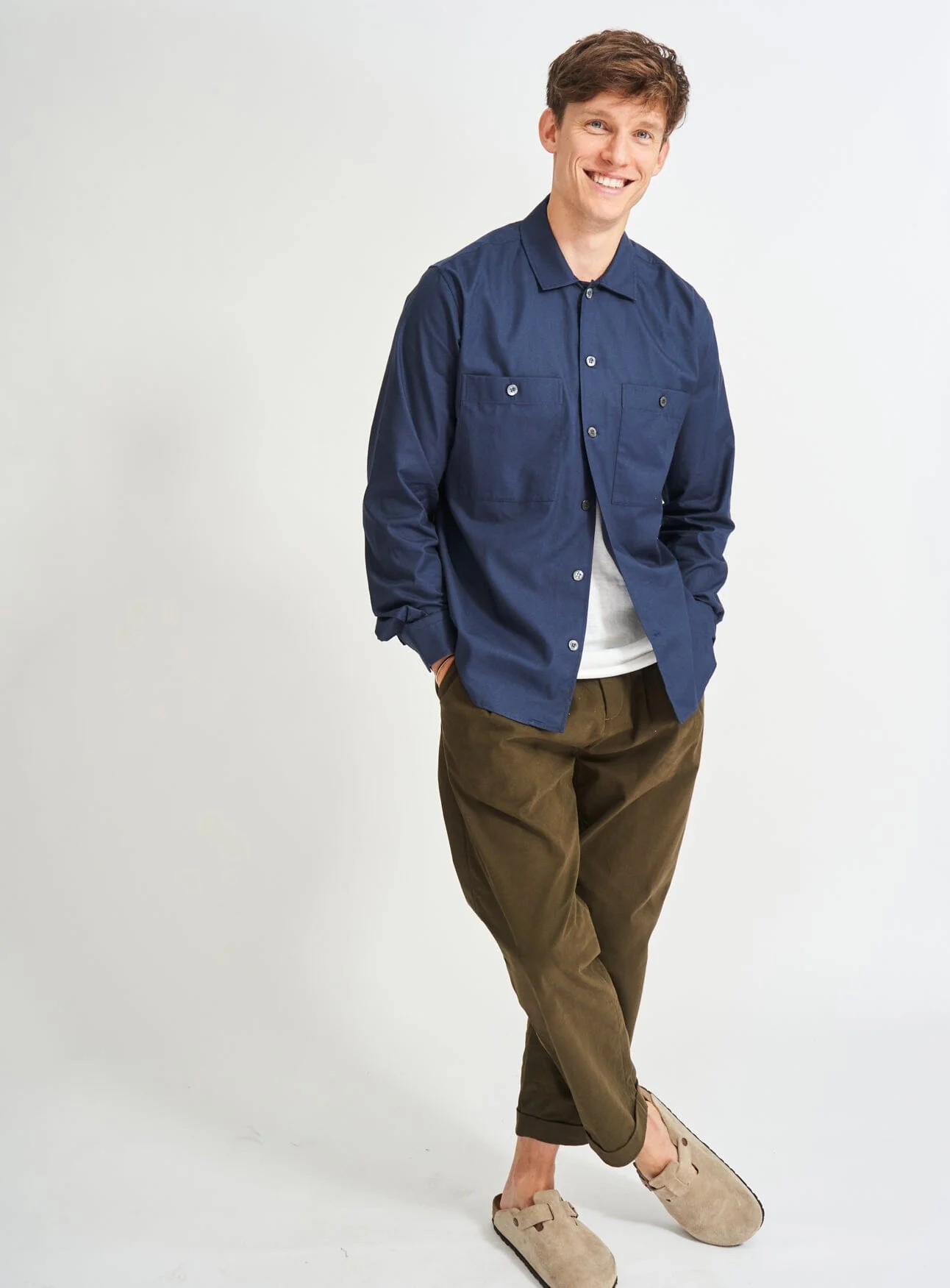 Regenerative Cotton Navy Double Pocket Shirt - Image 5