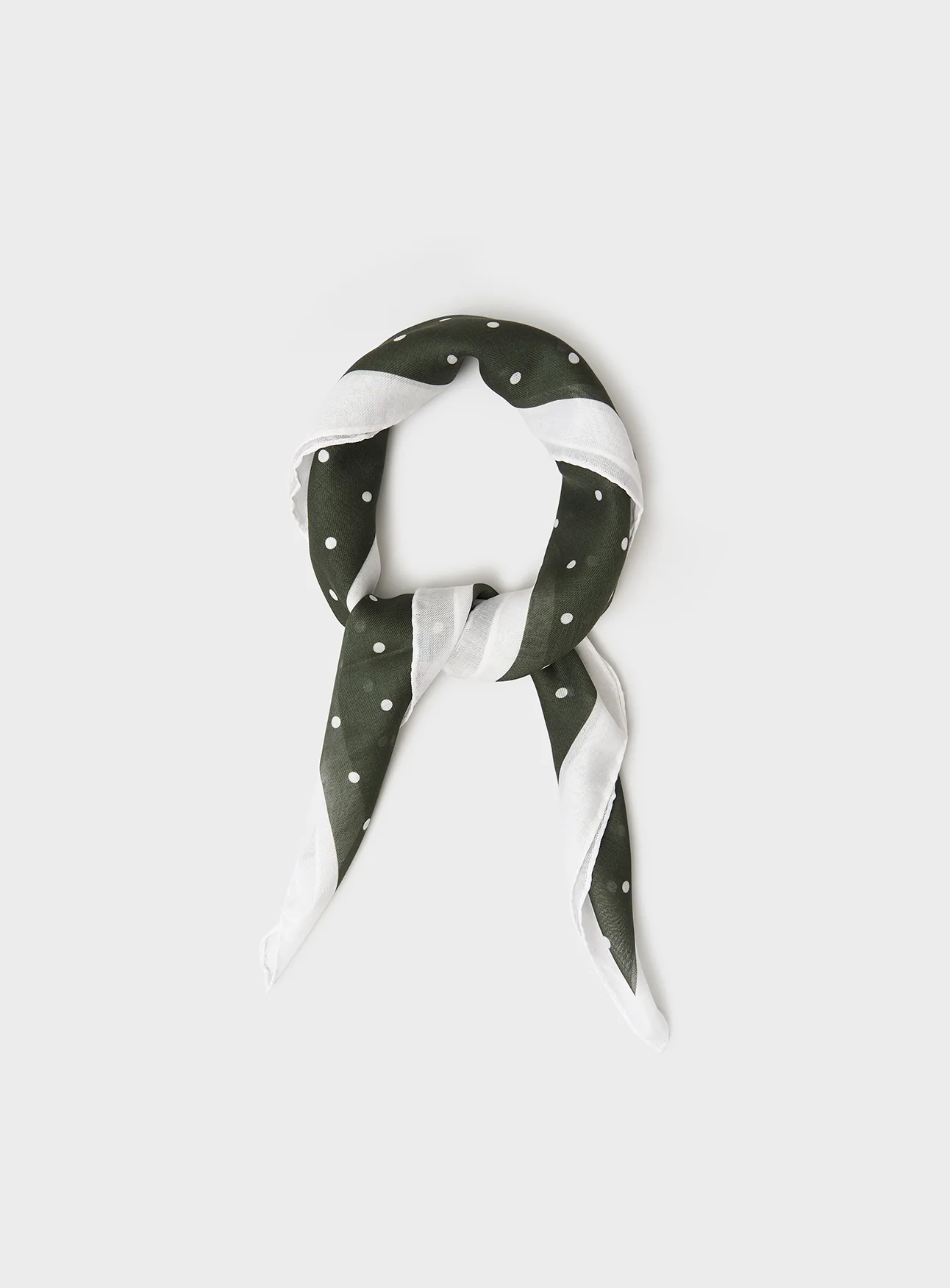 Tencel Polka Dot Forest Green Neem Bandana - Image 3