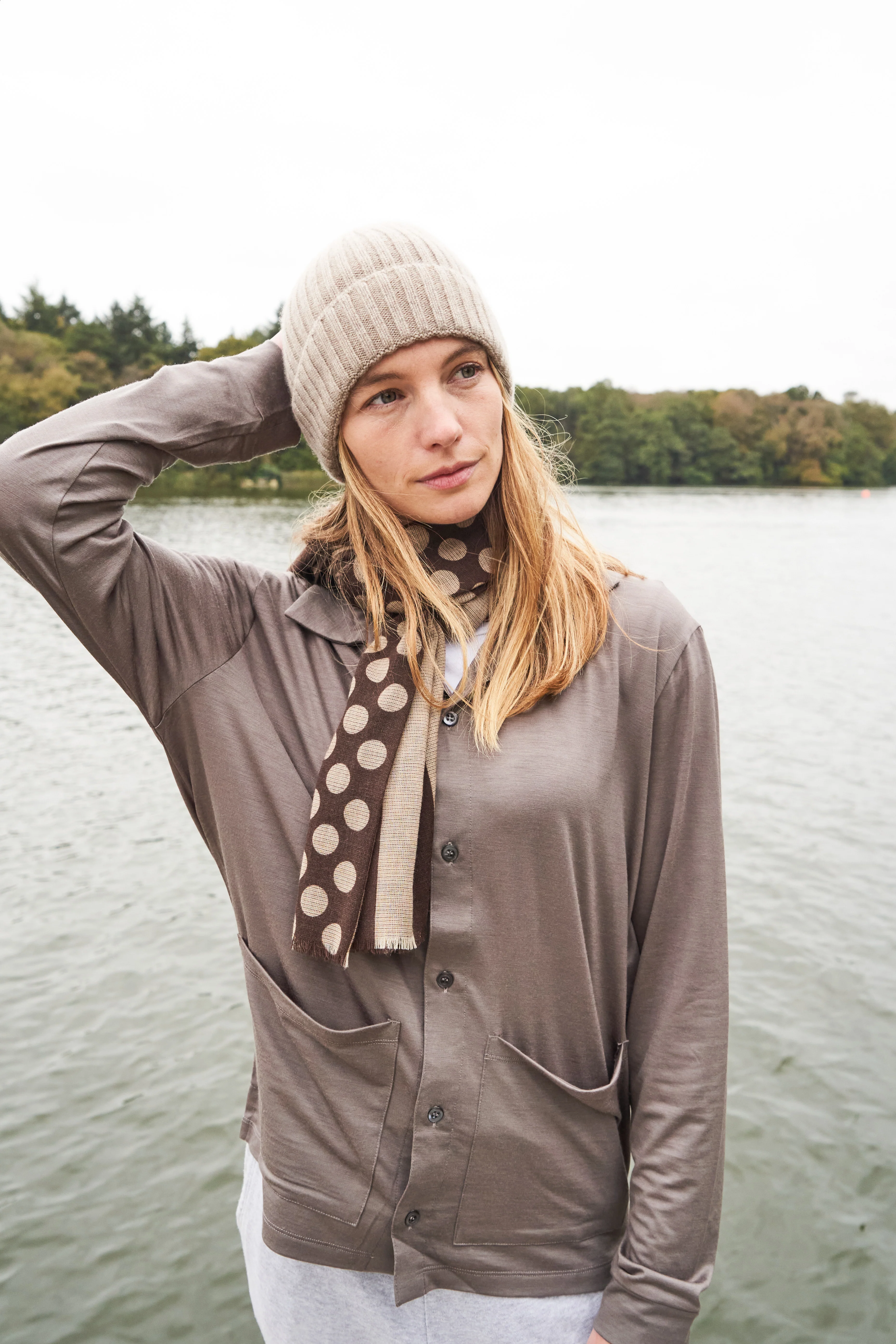 ZQ Merino Wool Oatmeal Super 120s Stretch Jersey Cardigan - Image 6